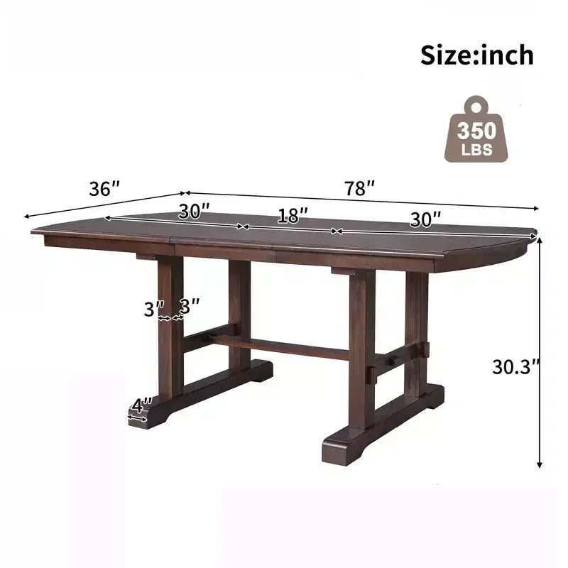 Table de salle à manger extensible de 60 à 78 po avec rallonge amovible, grande table extensible pour 4 à 8 personnes