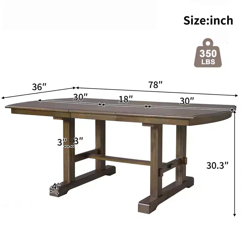 Table de salle à manger extensible de 60 à 78 po avec rallonge amovible, grande table extensible pour 4 à 8 personnes