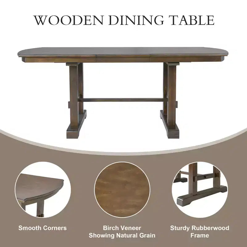 Table de salle à manger extensible de 60 à 78 po avec rallonge amovible, grande table extensible pour 4 à 8 personnes