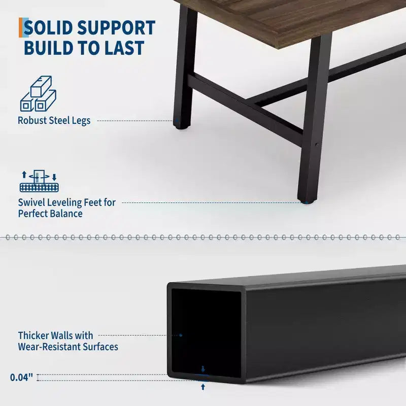 Table à manger industrielle pour 4 à 6 personnes, table de cuisine longue de 160 cm avec plateau en bois, cadre métallique robuste et finition marron rustique – table rectangulaire pour 4 places