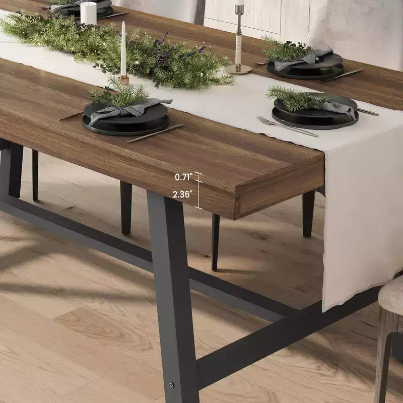 Table à manger industrielle pour 4 à 6 personnes, table de cuisine longue de 160 cm avec plateau en bois, cadre métallique robuste et finition marron rustique – table rectangulaire pour 4 places