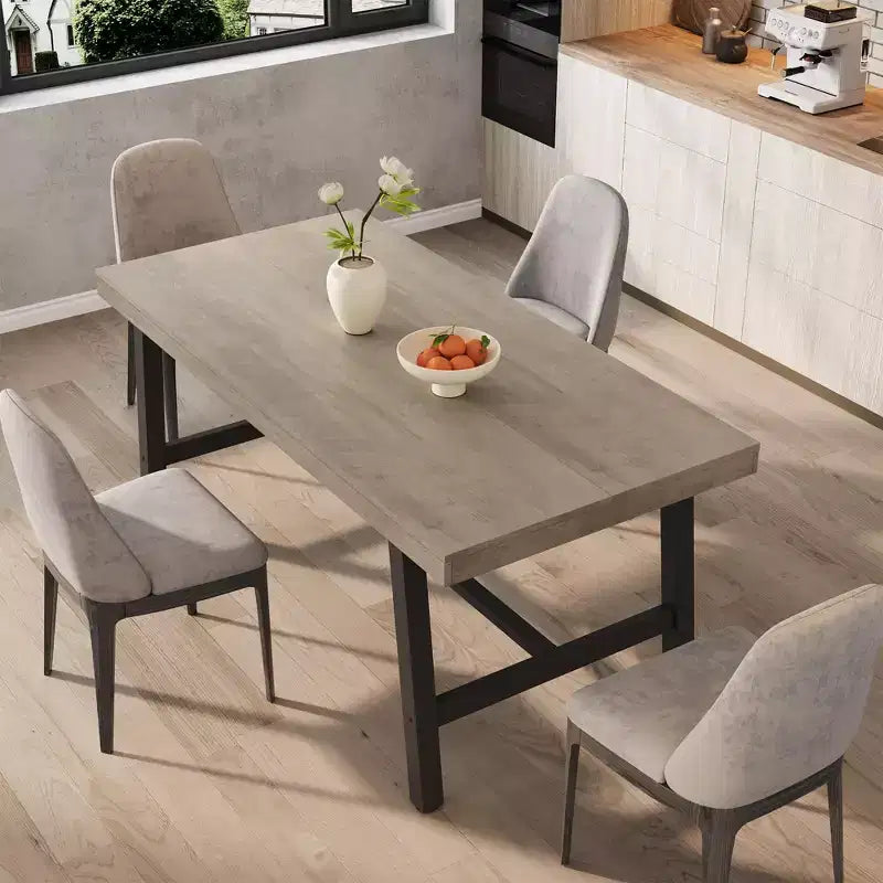 Table à manger industrielle pour 4 à 6 personnes, table de cuisine longue de 160 cm avec plateau en bois, cadre métallique robuste et finition marron rustique – table rectangulaire pour 4 places