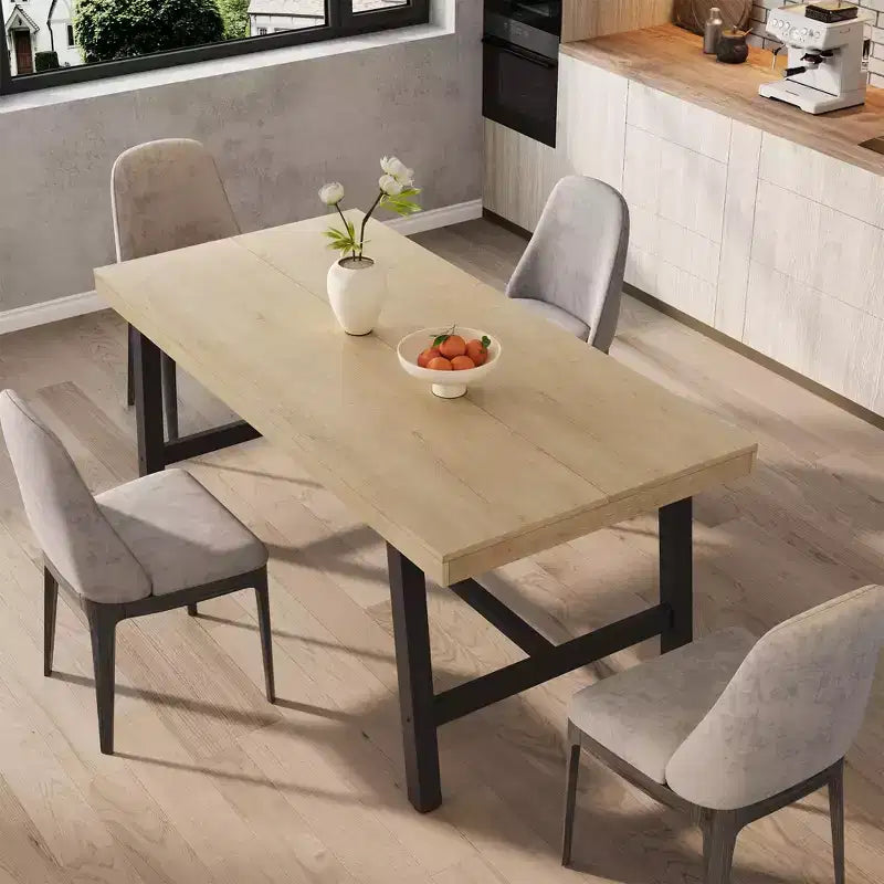 Table à manger industrielle pour 4 à 6 personnes, table de cuisine longue de 160 cm avec plateau en bois, cadre métallique robuste et finition marron rustique – table rectangulaire pour 4 places