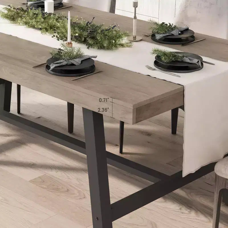 Table à manger industrielle pour 4 à 6 personnes, table de cuisine longue de 160 cm avec plateau en bois, cadre métallique robuste et finition marron rustique – table rectangulaire pour 4 places