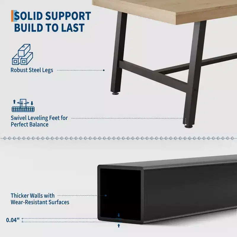 Table à manger industrielle pour 4 à 6 personnes, table de cuisine longue de 160 cm avec plateau en bois, cadre métallique robuste et finition marron rustique – table rectangulaire pour 4 places