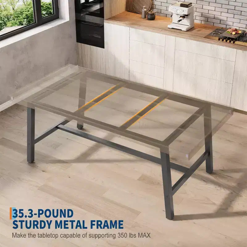 Table à manger industrielle pour 4 à 6 personnes, table de cuisine longue de 160 cm avec plateau en bois, cadre métallique robuste et finition marron rustique – table rectangulaire pour 4 places