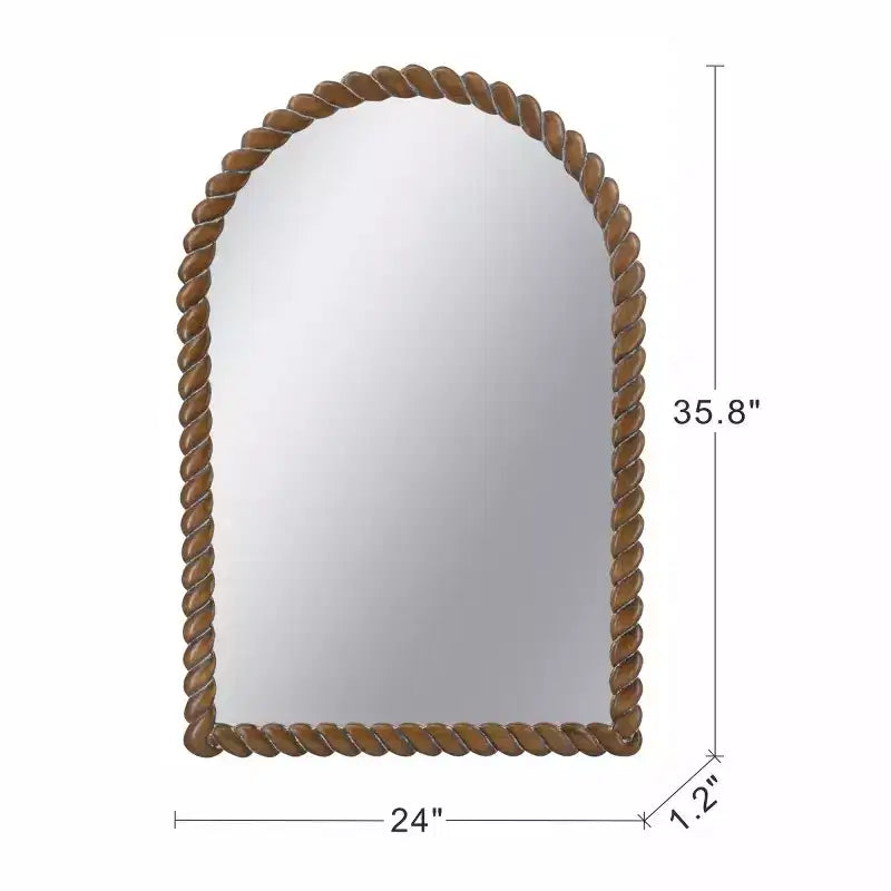 Miroir mural moderne en bois, Miroir de courtoisie marron pour salle de bain, Miroir décoratif pour salon, entrée ou chambre à coucher