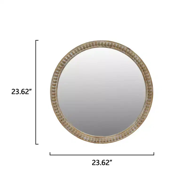 Miroir mural décoratif rond moderne avec cadre perlé, miroir de courtoisie pour salle de bain, miroir d'appoint pour salon ou entrée