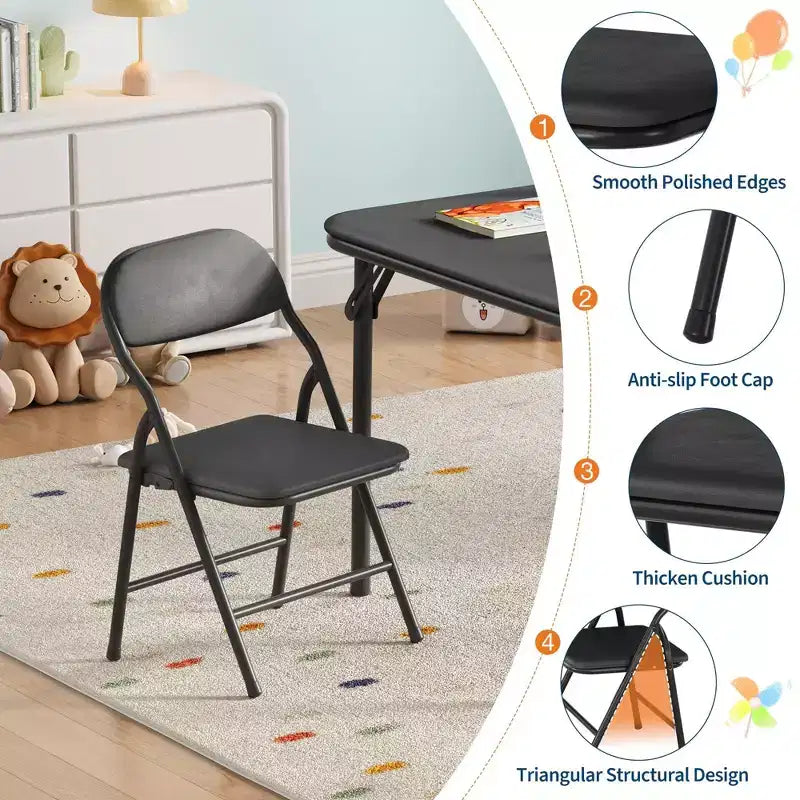 Table pliante rembourrée douce pour enfants, légère, pliable, sans assemblage, pour salle de jeux, salle à manger (table uniquement)
