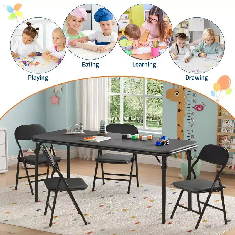 Table pliante rembourrée douce pour enfants, légère, pliable, sans assemblage, pour salle de jeux, salle à manger (table uniquement)