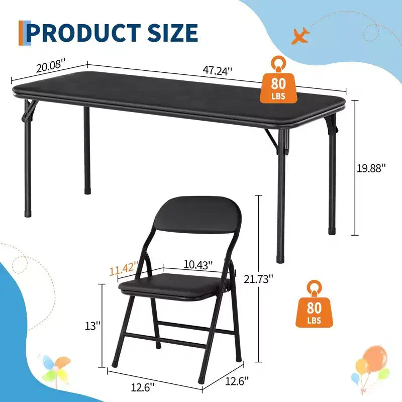 Table pliante rembourrée douce pour enfants, légère, pliable, sans assemblage, pour salle de jeux, salle à manger (table uniquement)