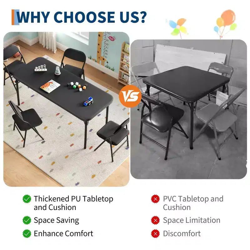 Table pliante rembourrée douce pour enfants, légère, pliable, sans assemblage, pour salle de jeux, salle à manger (table uniquement)