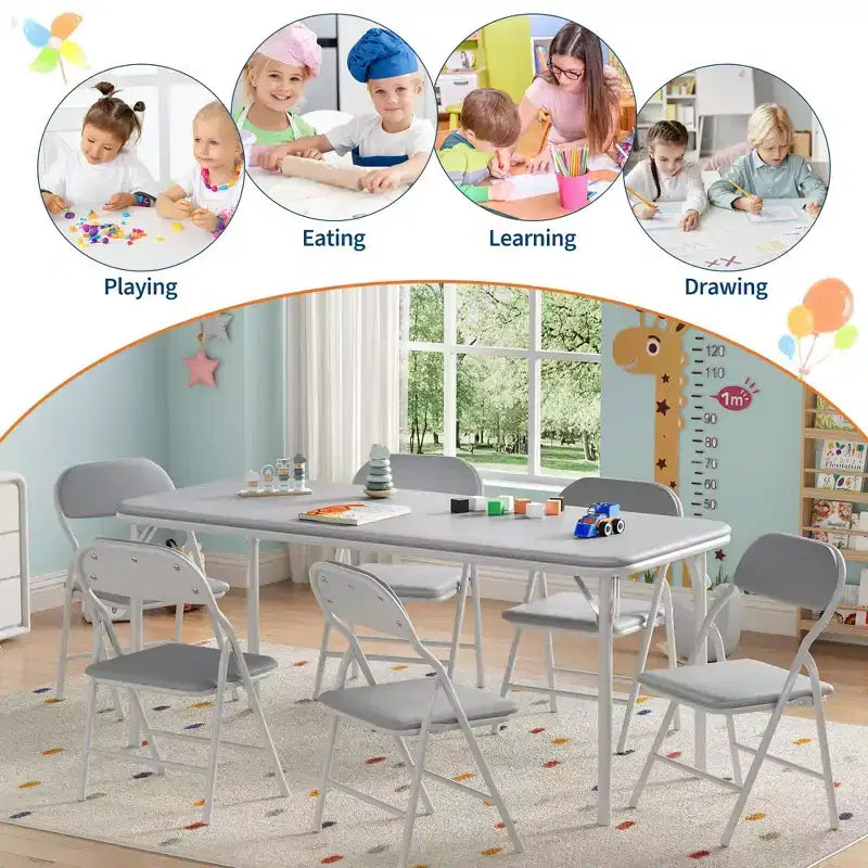 Table pliante rembourrée douce pour enfants, légère, pliable, sans assemblage, pour salle de jeux, salle à manger (table uniquement)