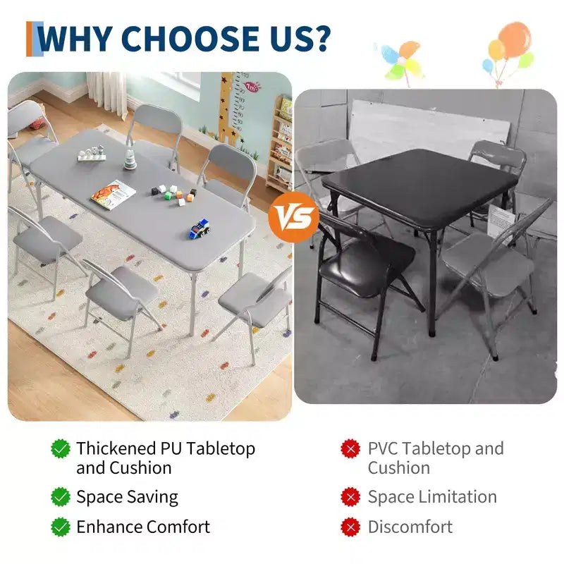 Table pliante rembourrée douce pour enfants, légère, pliable, sans assemblage, pour salle de jeux, salle à manger (table uniquement)