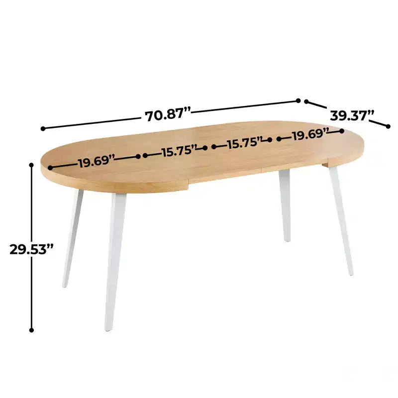 Table de salle à manger extensible avec pieds en métal et plateau en MDF, 100/140/180x100x75cm, finition chêne, pour usages multiples