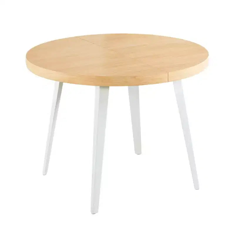 Table de salle à manger extensible avec pieds en métal et plateau en MDF, 100/140/180x100x75cm, finition chêne, pour usages multiples