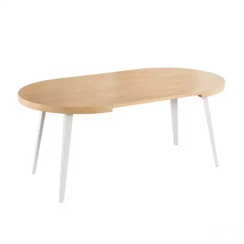 Table de salle à manger extensible avec pieds en métal et plateau en MDF, 100/140/180x100x75cm, finition chêne, pour usages multiples