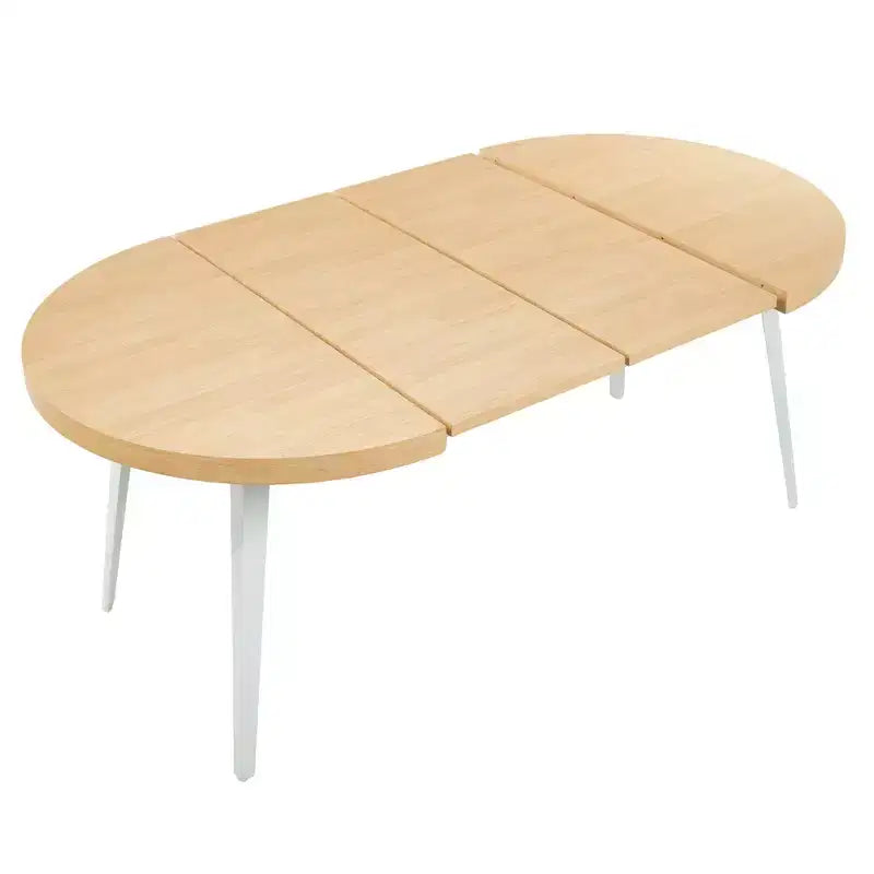 Table de salle à manger extensible avec pieds en métal et plateau en MDF, 100/140/180x100x75cm, finition chêne, pour usages multiples