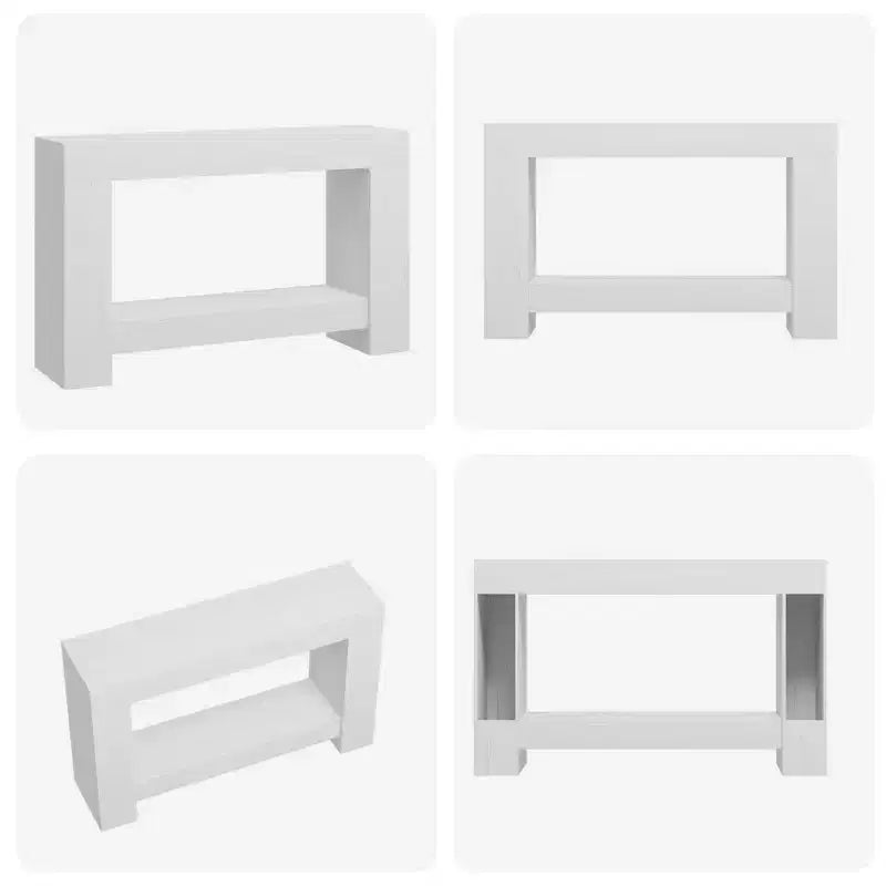 Console de ferme avec base solide, table de canapé à 2 niveaux de 119 cm pour entrée ou salon, table d'appoint rustique en grain de bois - Blanc